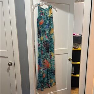 Tropical Print Wide Leg Jumpsuit
